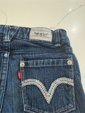 Levi's Kids Navy Blue High-Rise Jeans with Sequin Pocket Detail